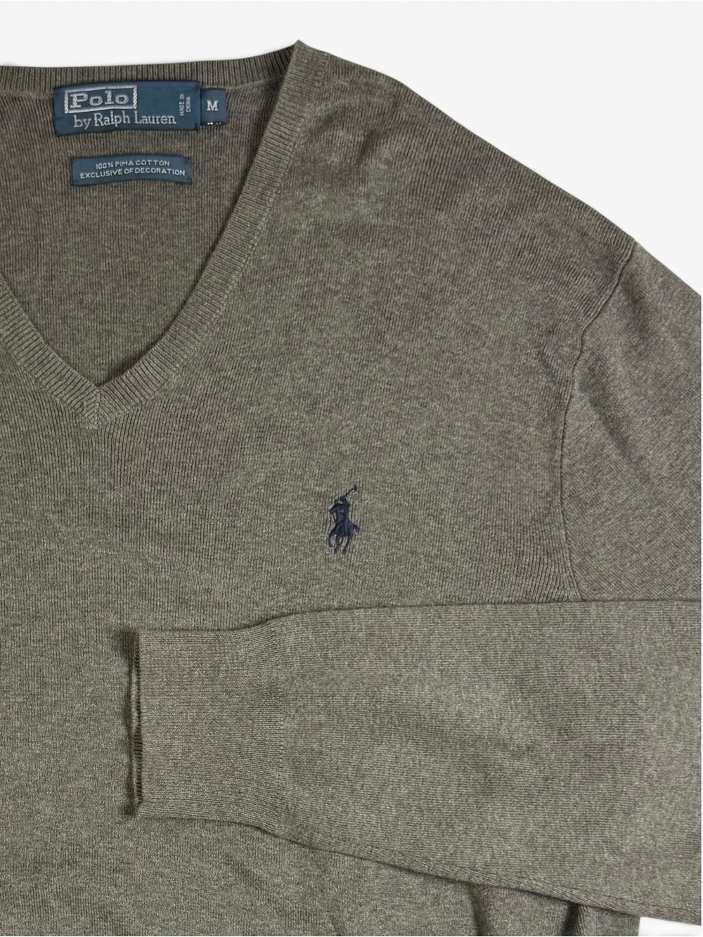 Polo Ralph Lauren Pima Cotton V-Neck Sweater Charcoal Gray Men’s M